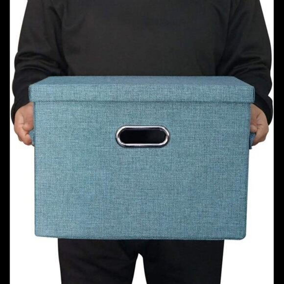 4 Pack Decorative Storage Boxes with Lids (Teal) - Picture 6 of 7